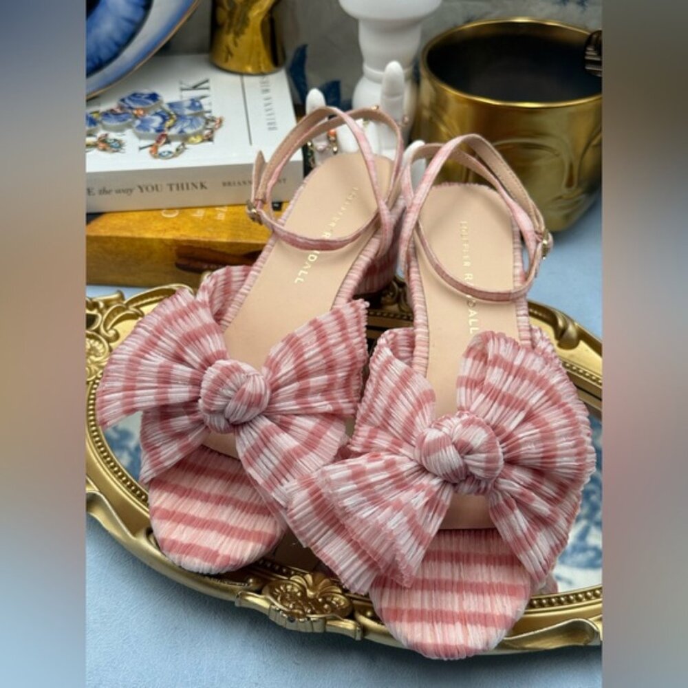 🆕 LOEFFLER RANDALL 🧿 NWOT Dahlia Soft Pink Gingham Pleated Bow Heel, Sz 7 - Picture 11 of 15